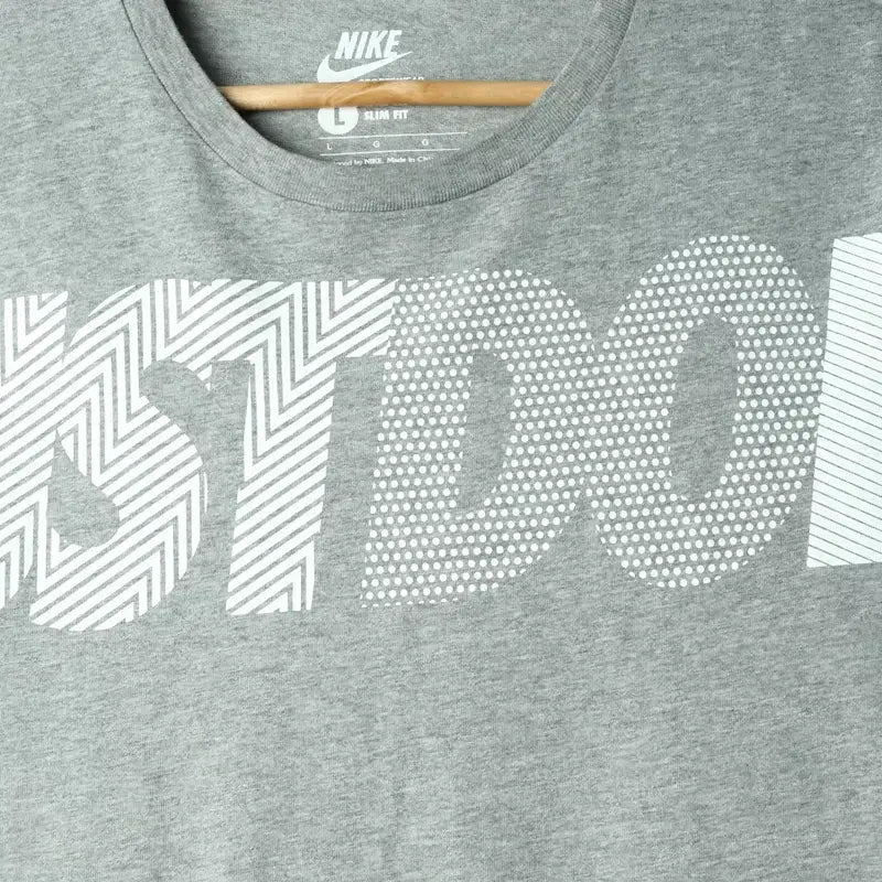 [BUNJANG] Nike Big Logo Gray T-shirt / (L-XL) 나이키 반팔 티셔츠 빅로고 그레이 올드스쿨-17B80