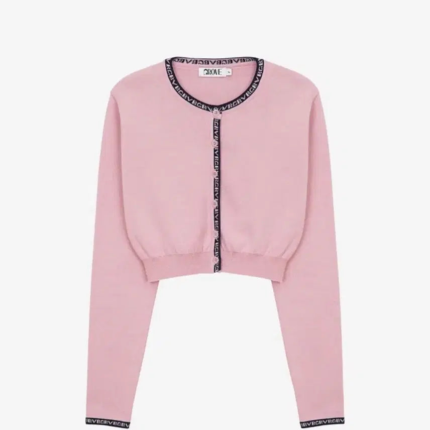 [BUNJANG] GROVE UNICE Crop Cardigan - Pink / 그로브 유니스 크롭 가디건 핑크