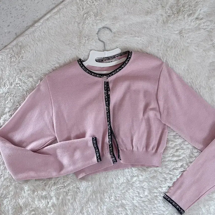[BUNJANG] GROVE UNICE Crop Cardigan - Pink / 그로브 유니스 크롭 가디건 핑크