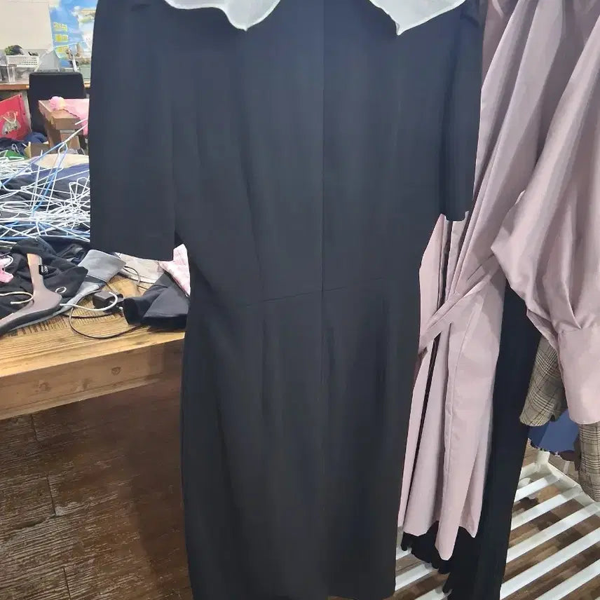 [BUNJANG] Black Peter Pan Collar Short Sleeve Dress (M) / 블랙 피터팬 칼라 반팔 원피스(M)