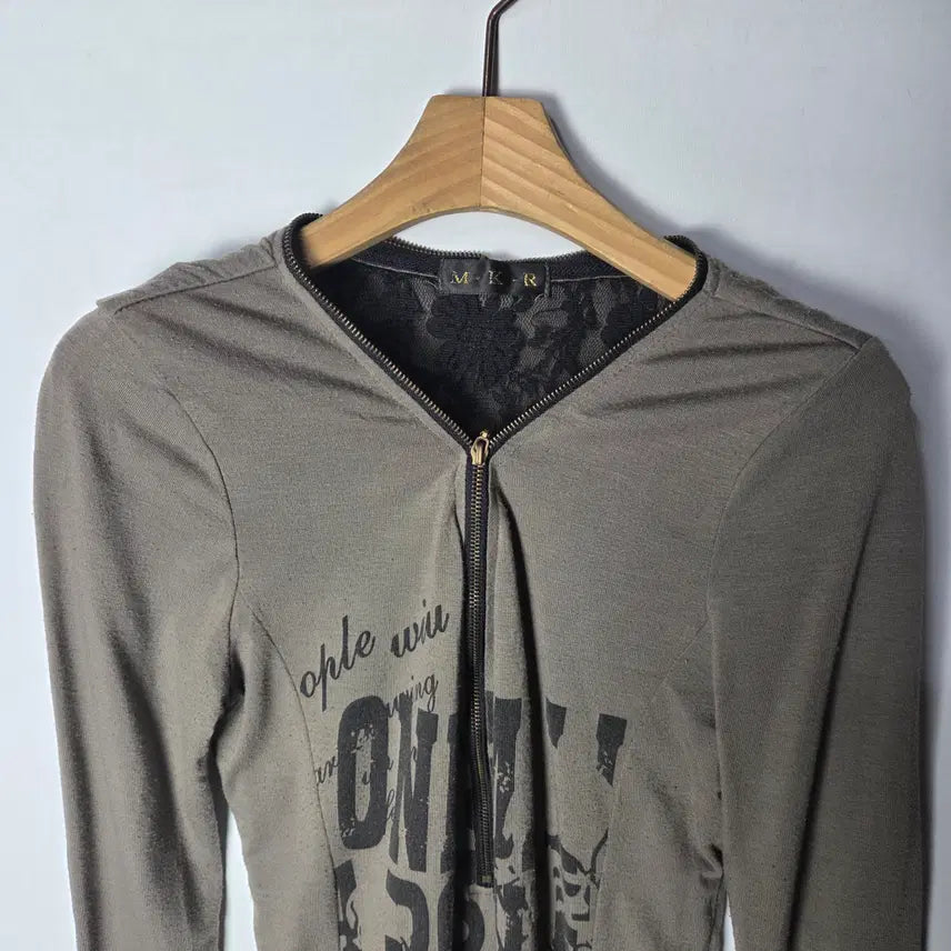 [BUNJANG] M.K.R Lace Backlit Zip-up Long Sleeve / [M.K.R] 엠케이알 레이스 백슬릿 집업 롱슬리브