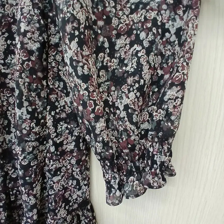[BUNJANG] JONES NEWYORK Floral Long Chiffon Dress / JONES NEWYORK 플라워 롱 원피스 잔꽃무늬 쉬폰 원피스