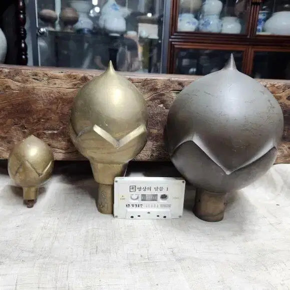 [BUNJANG] Korean Antique Brass National Flag Poles (3 Pieces) / 근현대사 황동국기봉 우리나라 태극기 국기봉 3종