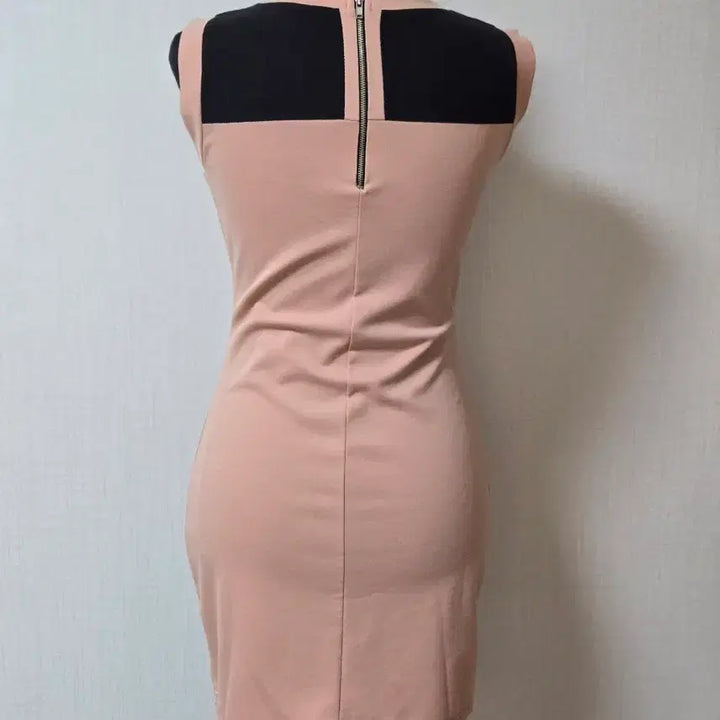 [BUNJANG] Skin Beige See-through Sleeveless Dress / 새상품 블랙 시스루 배색  민소매 원피스 살구색