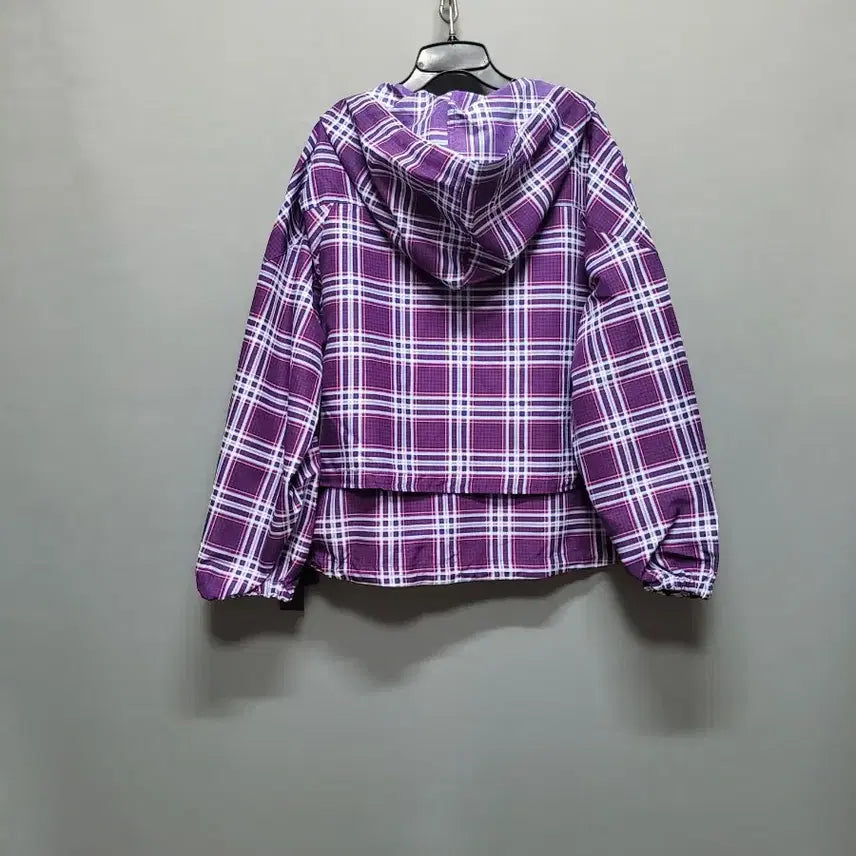 [BUNJANG] Karl Lagerfeld Purple Check Hooded Windbreaker / 칼 라거펠트 퍼플 체크 후드 바람막이(새상품)