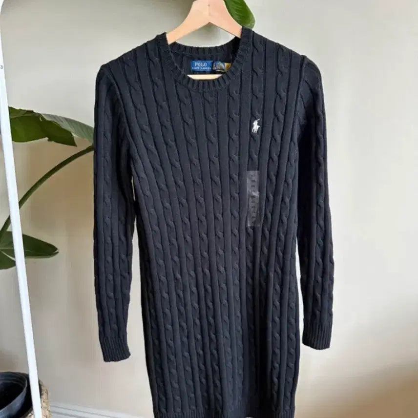 [BUNJANG] Polo Ralph Lauren Cable Knit Dress / 폴로 랄프로렌 블랙 케이블 니트 원피스 m 새상품