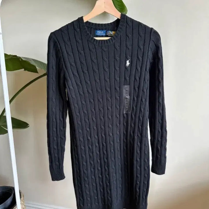 [BUNJANG] Polo Ralph Lauren Cable Knit Dress / 폴로 랄프로렌 블랙 케이블 니트 원피스 m 새상품