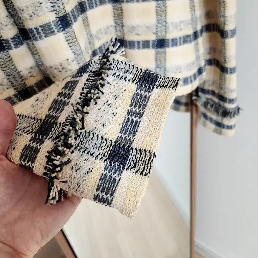 [BUNJANG] Senzon Blue Label Tweed Zip-Up Jacket / 센존 컬렉션 여름 트위드 자켓 MADE IN USA 프린지 디테일