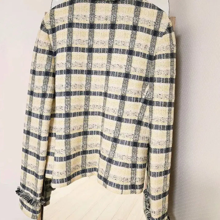 [BUNJANG] Senzon Blue Label Tweed Zip-Up Jacket / 센존 컬렉션 여름 트위드 자켓 MADE IN USA 프린지 디테일