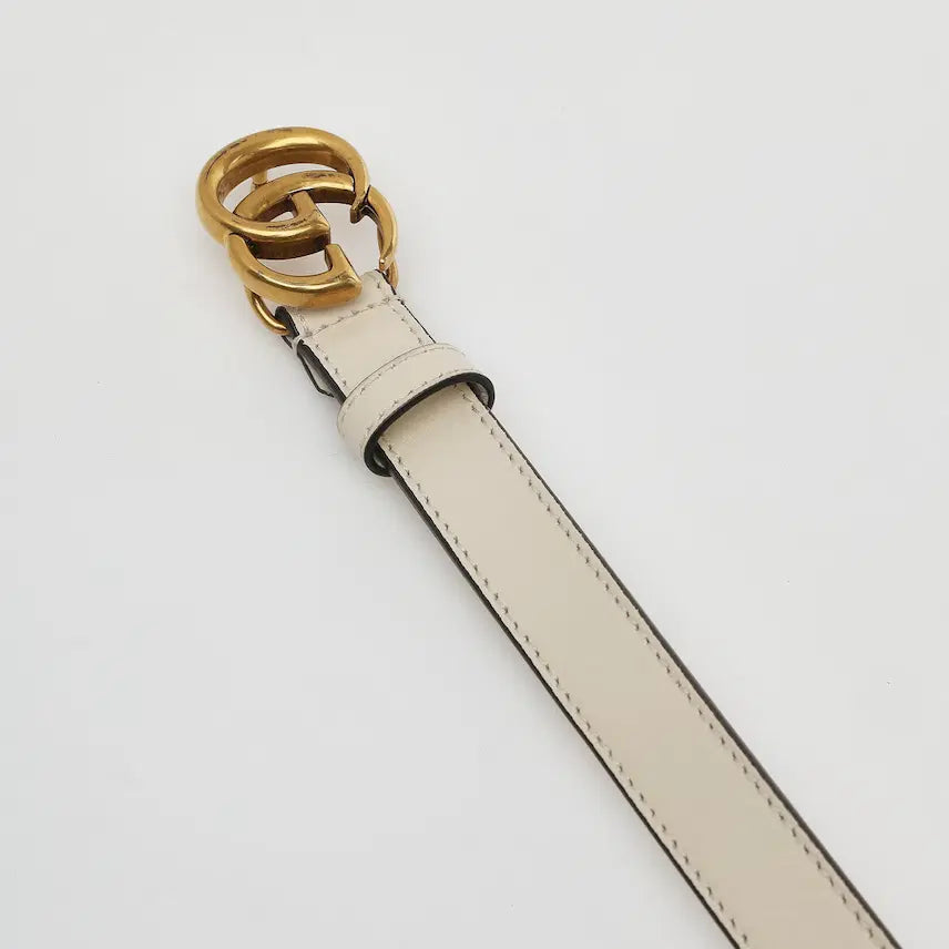 [BUNJANG] Gucci GG Marmont Belt Ivory Leather / 구찌 GG 마몽 벨트