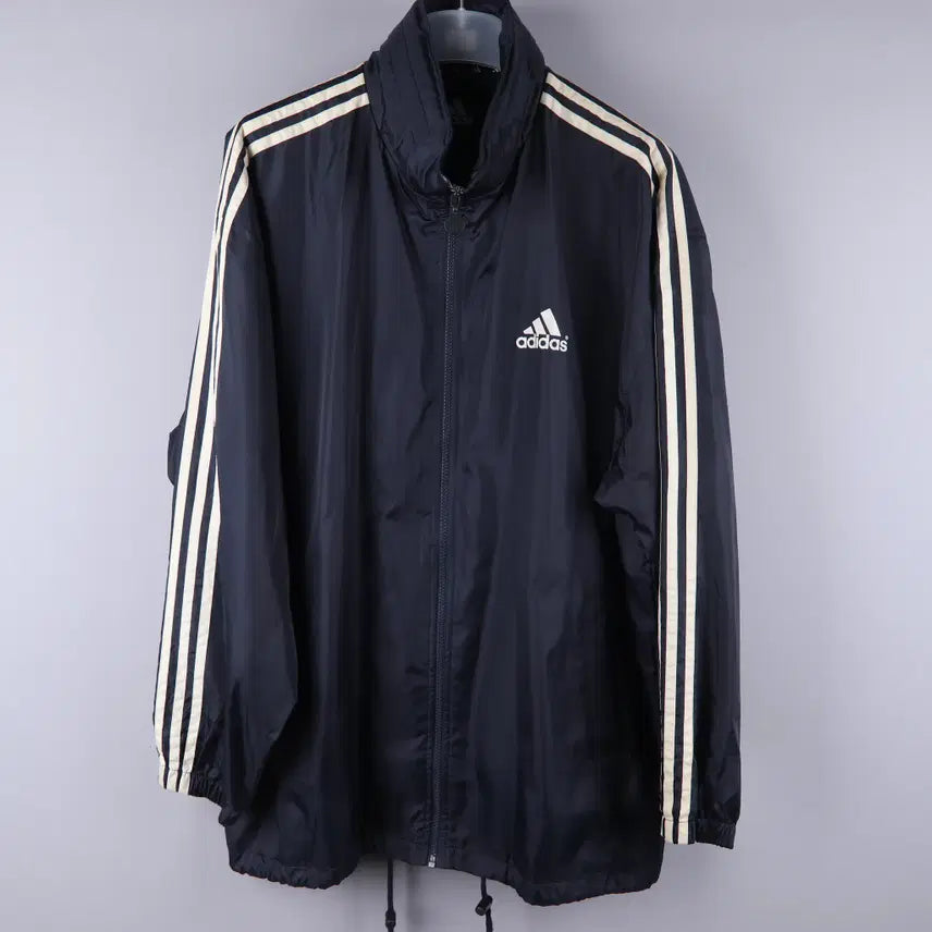 [BUNJANG] Adidas Old School Windbreaker Jacket Navy (105) / 아디다스 올드스쿨 바람막이 자켓 네이비 (105)