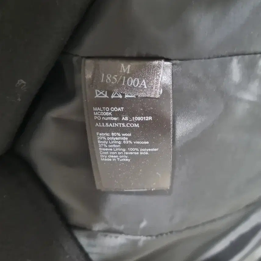 [BUNJANG] AllSaints Malto Black Coat / 올세인츠 AllSaints Malto 블랙 코트