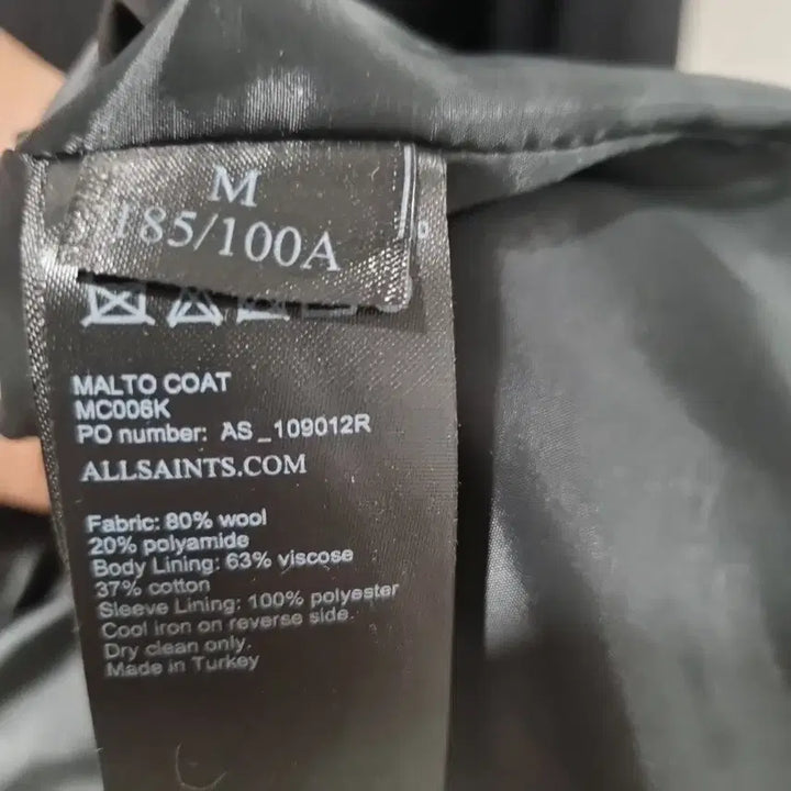 [BUNJANG] AllSaints Malto Black Coat / 올세인츠 AllSaints Malto 블랙 코트
