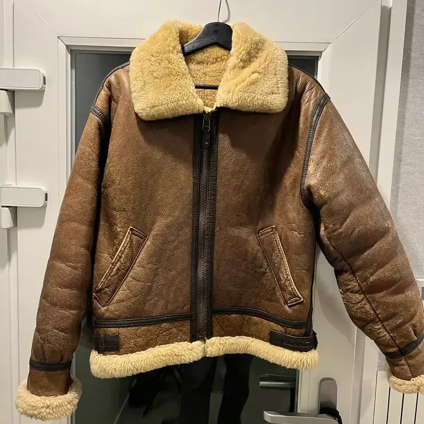 [BUNJANG] B-3 Bomber Sheepskin Leather Jacket / B-3 항공 무스탕 M사이즈
