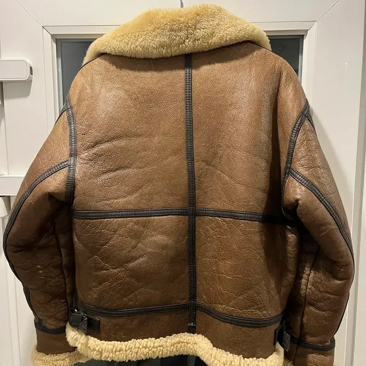 [BUNJANG] B-3 Bomber Sheepskin Leather Jacket / B-3 항공 무스탕 M사이즈