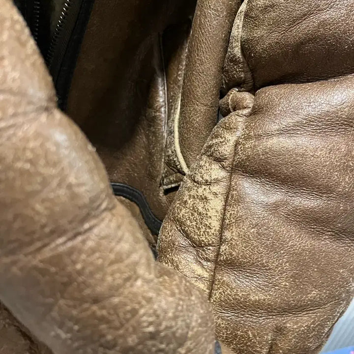 [BUNJANG] B-3 Bomber Sheepskin Leather Jacket / B-3 항공 무스탕 M사이즈