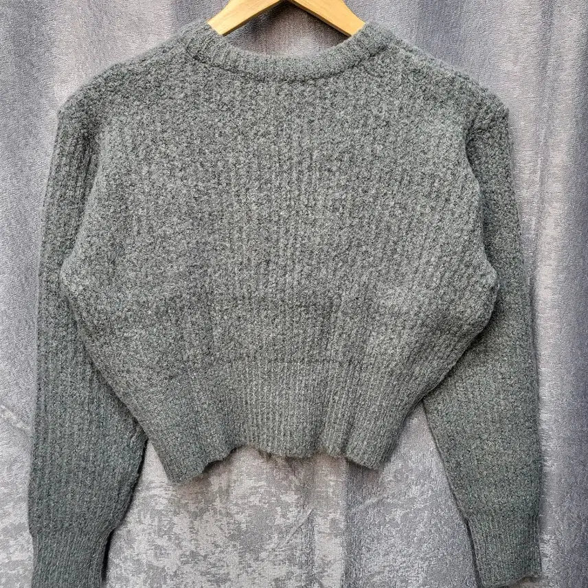 [BUNJANG] Ribbed Hem Cropped Knit - Grey / 핏 보장! 쫀쫀한 밑단 시보리 크롭 니트 그레이