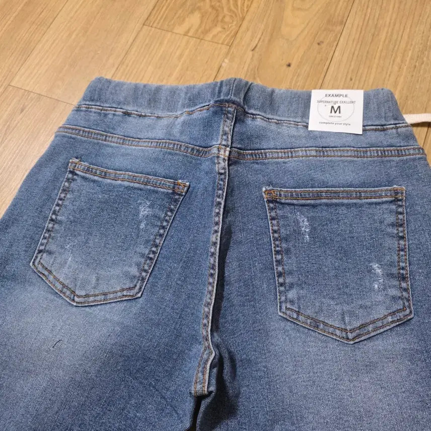 [BUNJANG] Denim Shorts M / 데미지 워싱 데님 반바지 밴딩 반바지 m