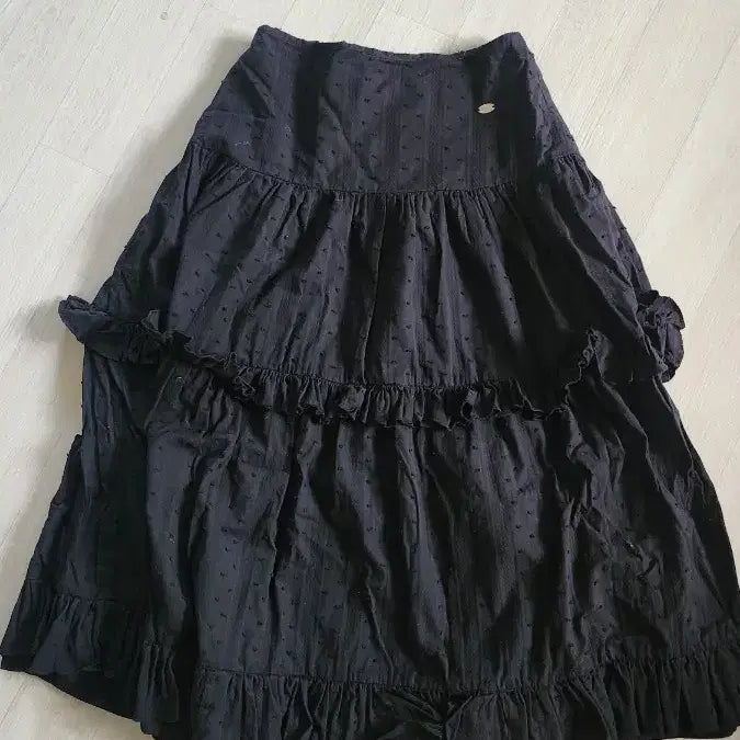 [BUNJANG] General Idea Tiered Long Skirt (Black, S) / 제너럴아이디어 프릴 티어드 롱스커트s