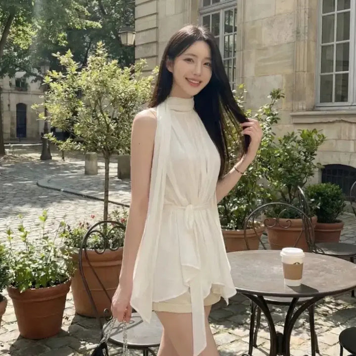 [BUNJANG] High-Quality Trans-Love Hobie Blouse / 오늘만) 고퀄리티 환승연애 현지 블라우스 쉬폰 홀터넥 환연