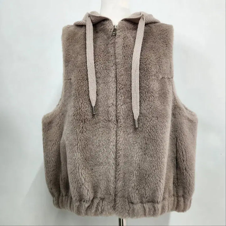 [BUNJANG] City Gee Natural Wool 100% Hooded Mustang Vest / City Gee 천연 양모 100% 후드 무스탕 조끼 77