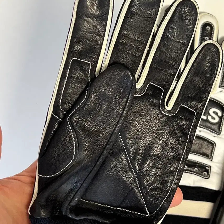 [BUNJANG] Stussy Leather Bike Gloves Black White L/XL / 스투시 레더 바이크 글러브 블랙 화이트 L/XL
