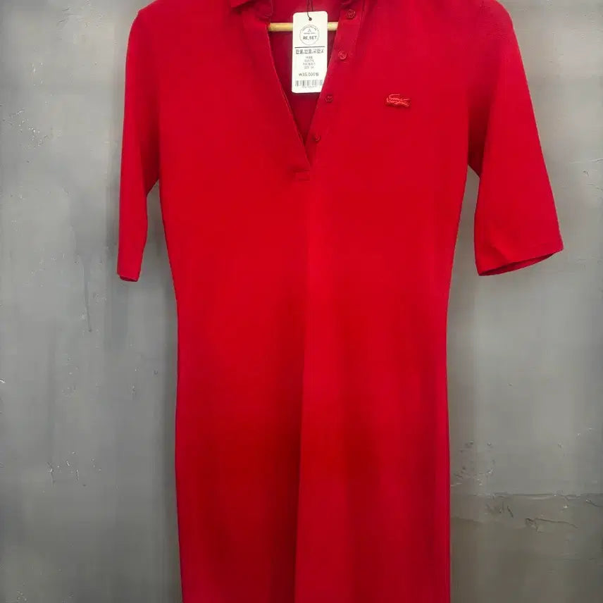 [BUNJANG] Lacoste Polo Dress Red 34 Size / 라코스테 카라 원피스 레드 34사이즈