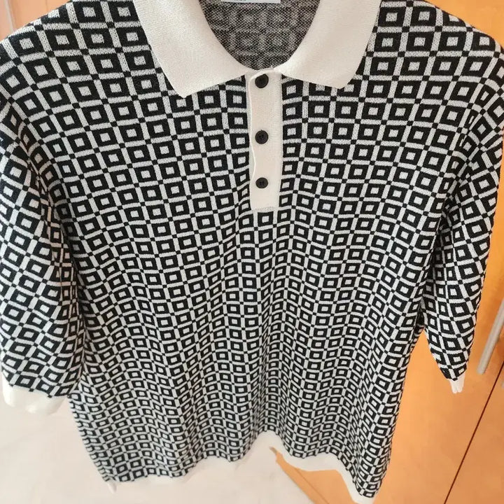 [SOLD OUT] ZARA 자라 패턴 니트 반팔 폴로티 팝니다.