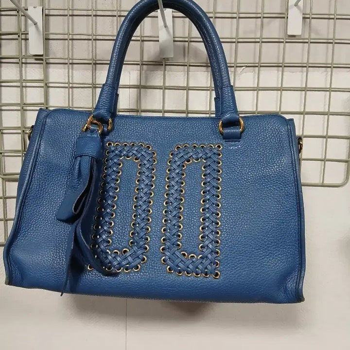 [BUNJANG] Daks Blue Leather DD Embellished Tote Bag / 닥스블루 레더 DD 장식 토트백