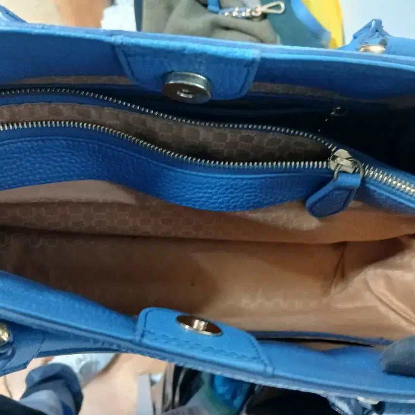 [BUNJANG] Daks Blue Leather DD Embellished Tote Bag / 닥스블루 레더 DD 장식 토트백
