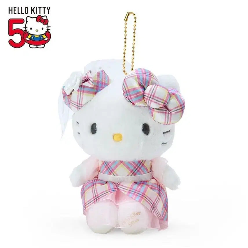 [BUNJANG] Hello Kitty 50th Anniversary Tartan Dress Mascot / 헬로키티 50주년 타탄 드레스 마스코트