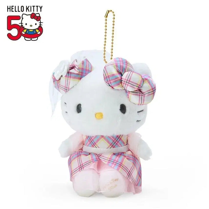 [BUNJANG] Hello Kitty 50th Anniversary Tartan Dress Mascot / 헬로키티 50주년 타탄 드레스 마스코트