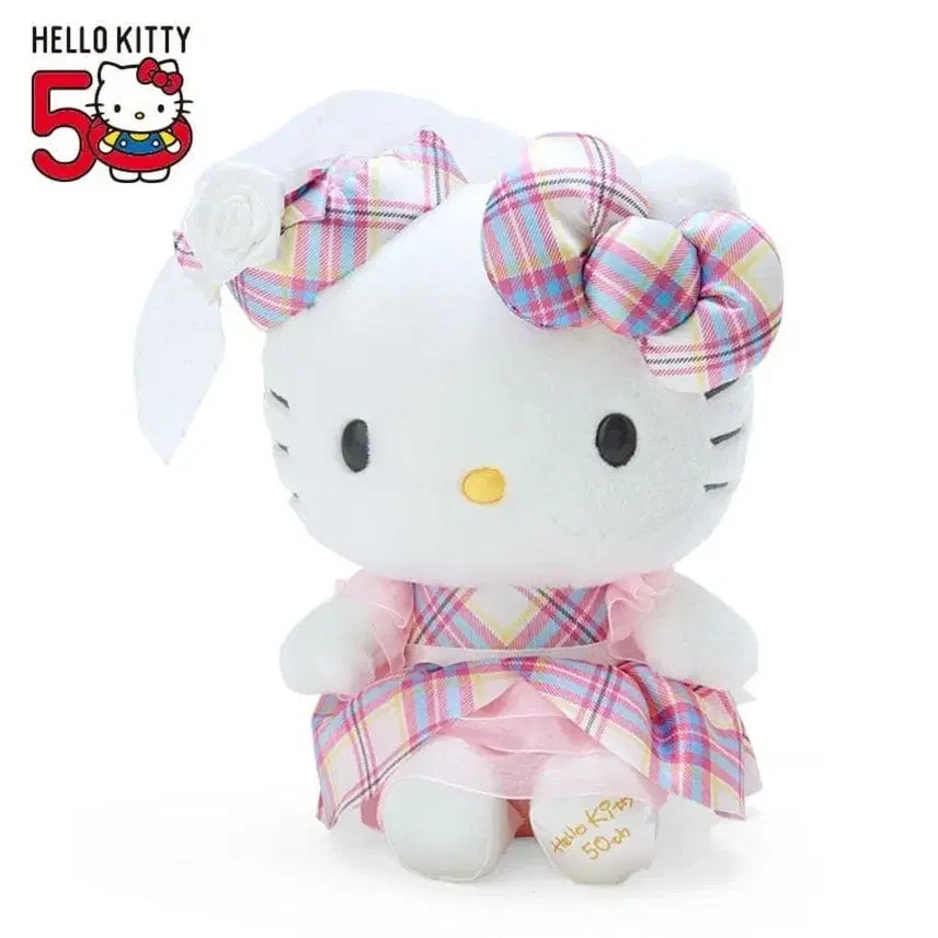 [BUNJANG] Hello Kitty 50th Anniversary Tartan Dress Plush / 헬로키티 50주년 타탄드레스 누이구루미