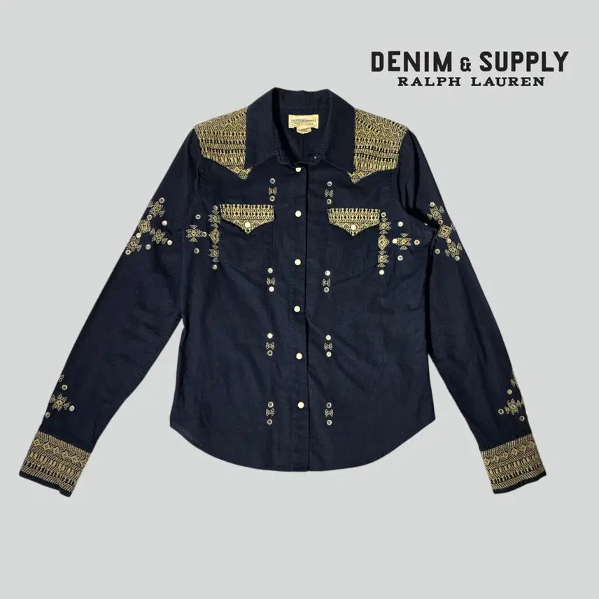 [BUNJANG] Denim &amp; Supply Ralph Lauren Embroidered Western Shirt / [M]데님앤서플라이 랄프로렌 자수 패턴 웨스턴 셔츠
