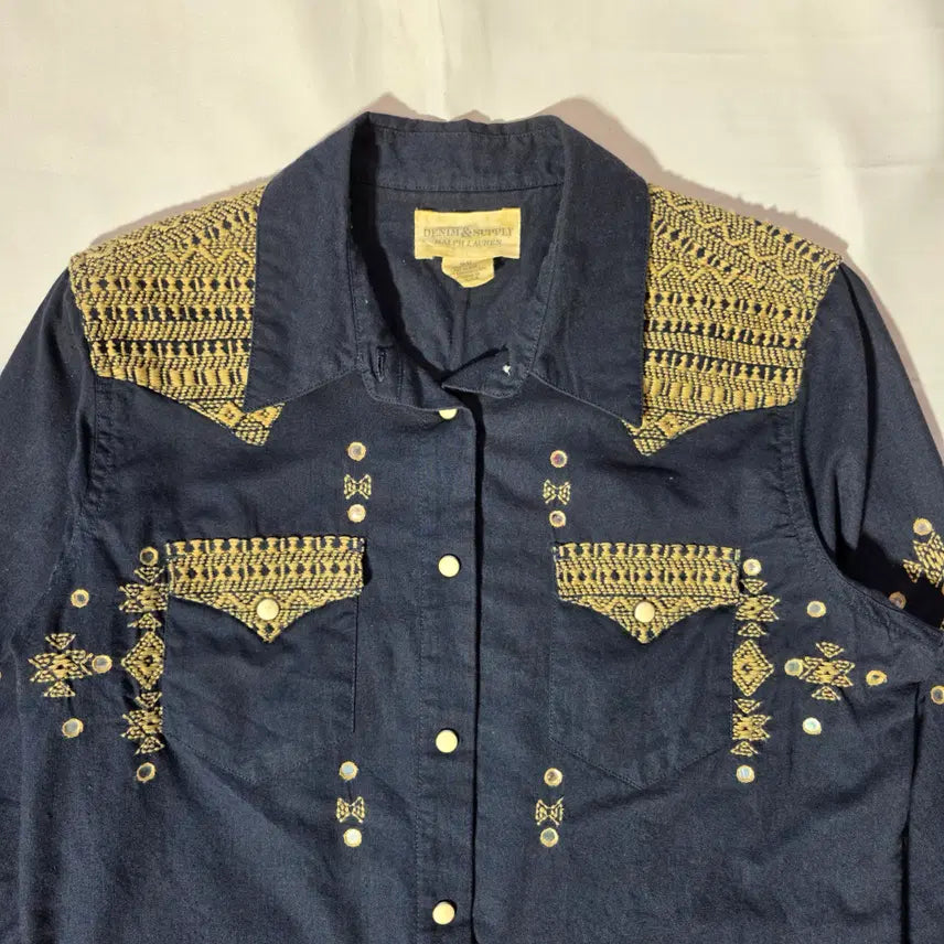 [BUNJANG] Denim &amp; Supply Ralph Lauren Embroidered Western Shirt / [M]데님앤서플라이 랄프로렌 자수 패턴 웨스턴 셔츠
