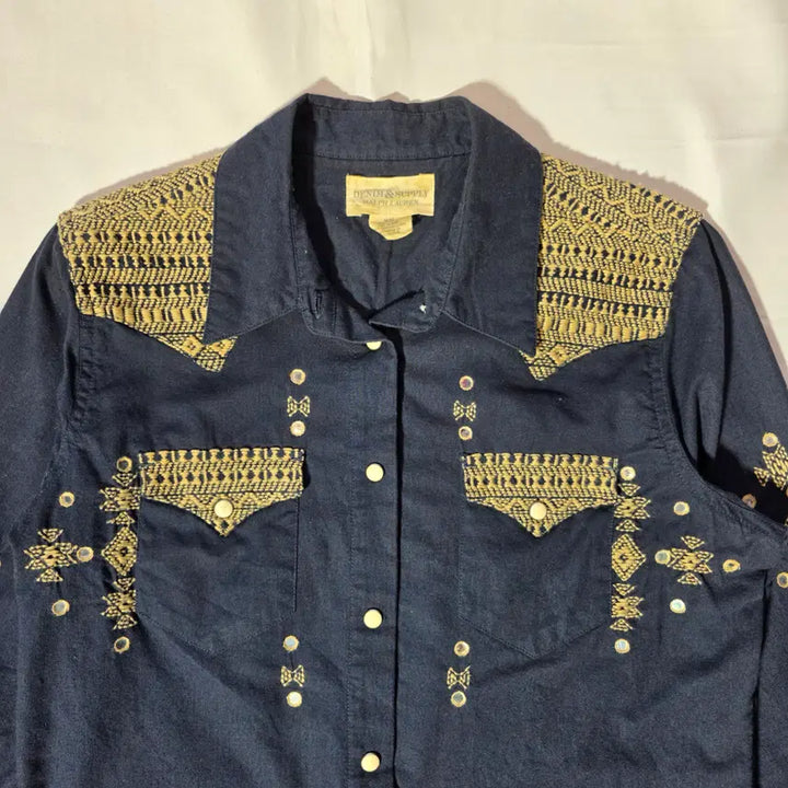 [BUNJANG] Denim &amp; Supply Ralph Lauren Embroidered Western Shirt / [M]데님앤서플라이 랄프로렌 자수 패턴 웨스턴 셔츠