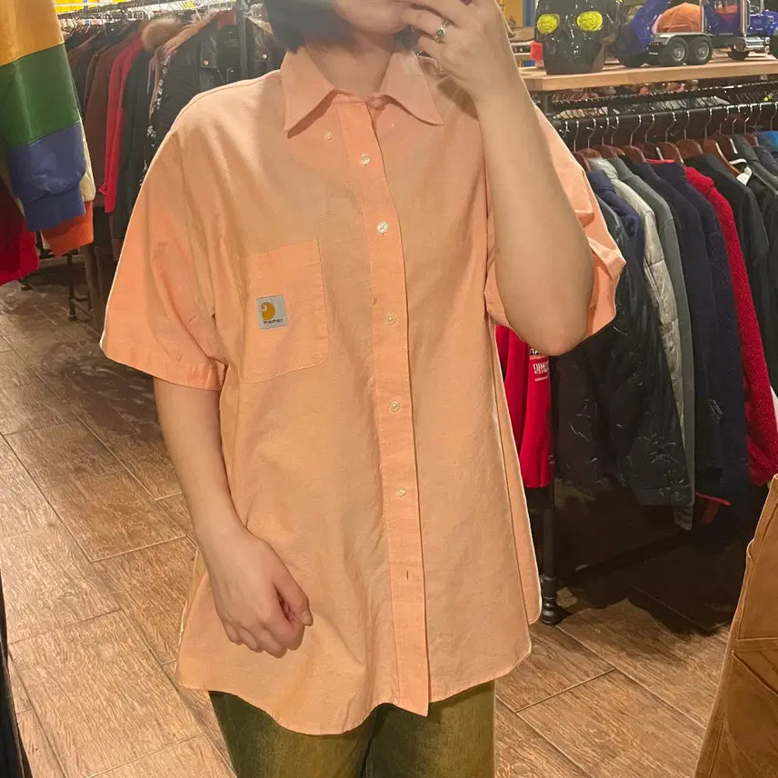 [BUNJANG] Carhartt Short Sleeve Shirt Coral / [HI] 칼하트 반팔 셔츠 코랄