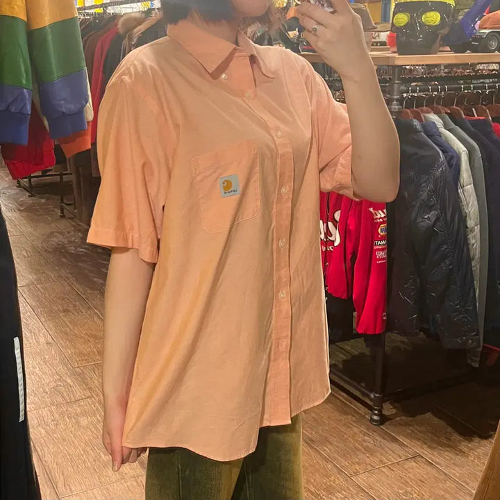 [BUNJANG] Carhartt Short Sleeve Shirt Coral / [HI] 칼하트 반팔 셔츠 코랄