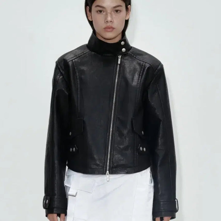 [BUNJANG] SERIC Leather Zipper Jacket / Black / 세릭 LEATHER ZIPPER JACKET / BLACK
