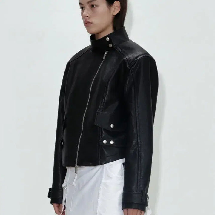 [BUNJANG] SERIC Leather Zipper Jacket / Black / 세릭 LEATHER ZIPPER JACKET / BLACK