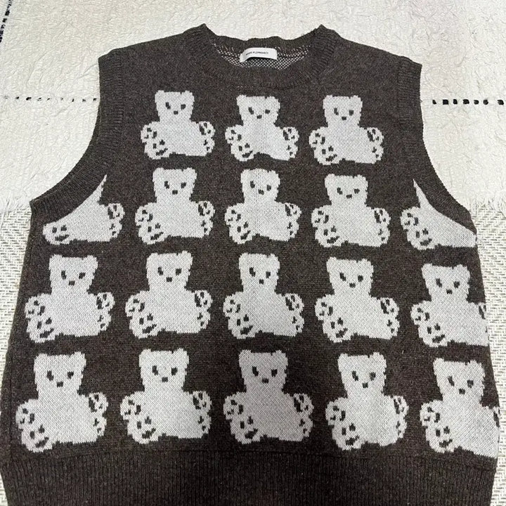[BUNJANG] Please Project Bear Knit Vest / 플리즈프로젝트 곰돌이 니트조끼 베스트