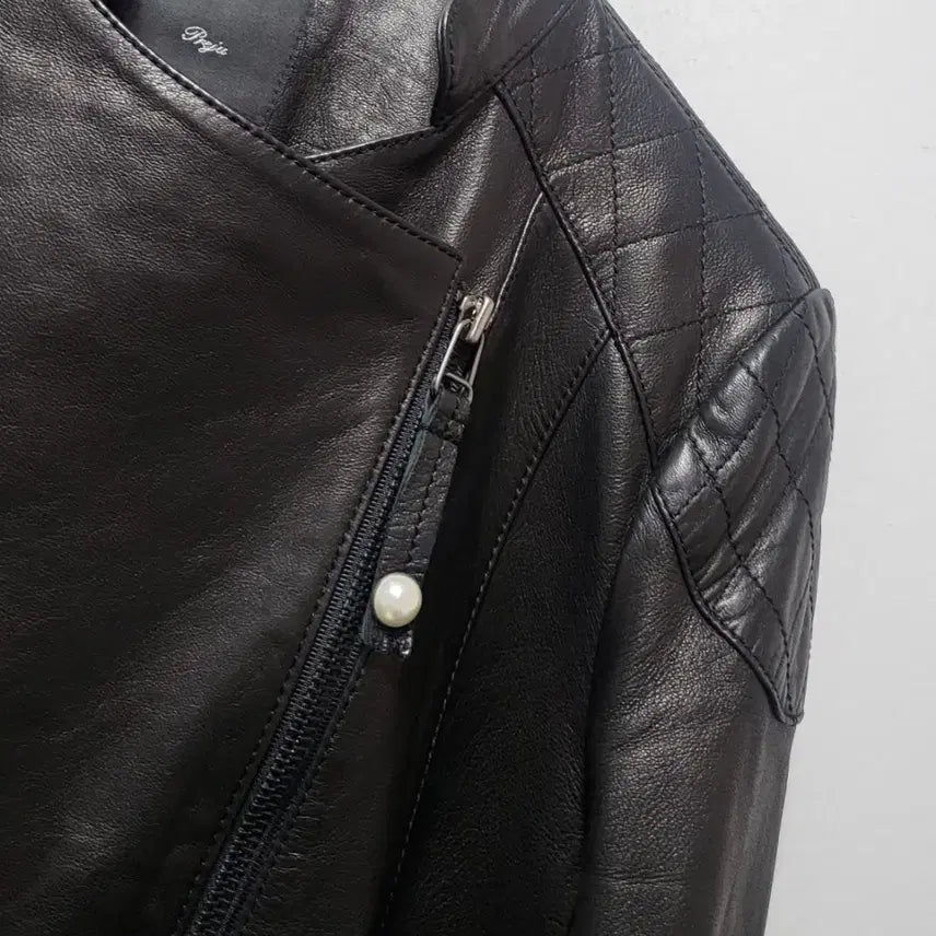 [BUNJANG] Reneyvon Black Leather Crop Jacket / 레니본 블랙 가죽 크롭 자켓