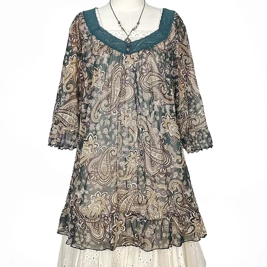 [SOLD OUT] 일본빈티지 미사용 로사체리 페이즐리히피에스닉쉬폰롱티모리걸하구미룩갸루y2k