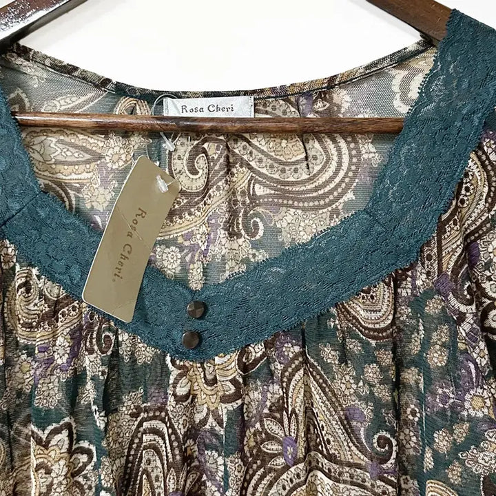 [SOLD OUT] 일본빈티지 미사용 로사체리 페이즐리히피에스닉쉬폰롱티모리걸하구미룩갸루y2k