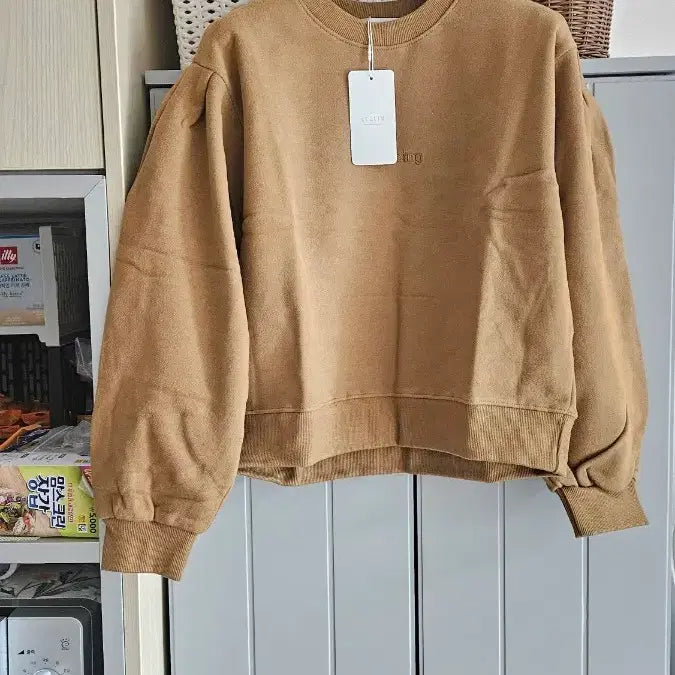 [BUNJANG] LEELIN Brown Shirred Sleeve Sweatshirt / LEELIN 리린 맨투맨 티셔츠 브라운