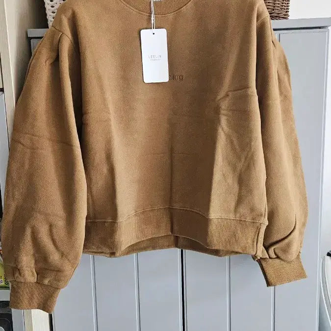 [BUNJANG] LEELIN Brown Shirred Sleeve Sweatshirt / LEELIN 리린 맨투맨 티셔츠 브라운