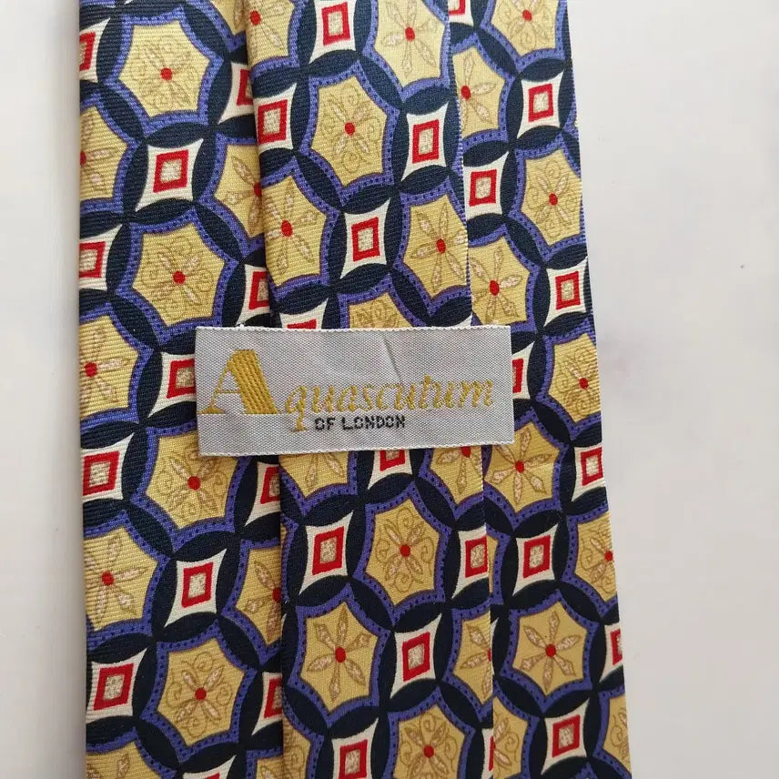 [BUNJANG] Aquascutum Geometric Pattern Silk Tie / 아쿠아스큐텀 실크 기하학 패턴 넥타이 9.2cm A+등급 K1947