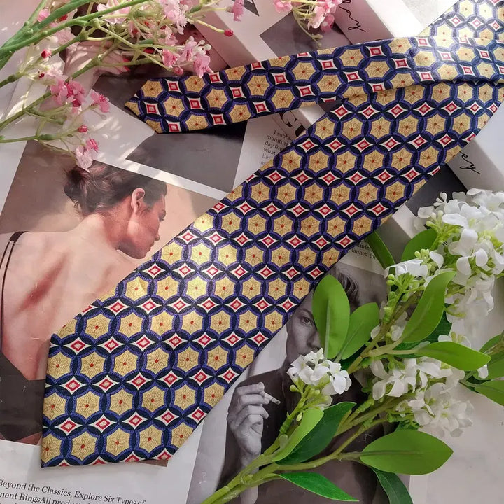[BUNJANG] Aquascutum Geometric Pattern Silk Tie / 아쿠아스큐텀 실크 기하학 패턴 넥타이 9.2cm A+등급 K1947