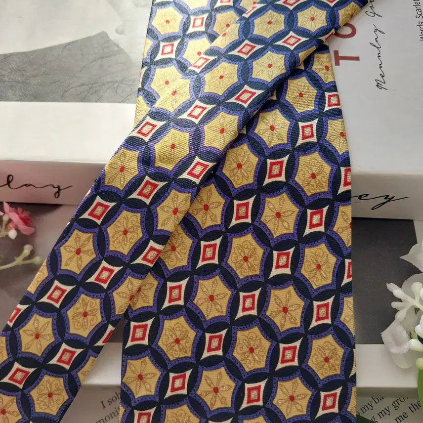 [BUNJANG] Aquascutum Geometric Pattern Silk Tie / 아쿠아스큐텀 실크 기하학 패턴 넥타이 9.2cm A+등급 K1947