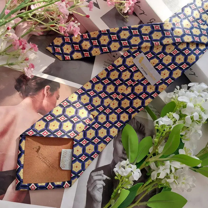 [BUNJANG] Aquascutum Geometric Pattern Silk Tie / 아쿠아스큐텀 실크 기하학 패턴 넥타이 9.2cm A+등급 K1947